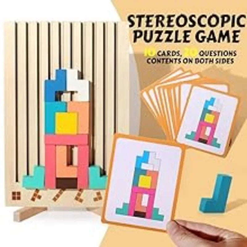 Puzzle en bois, jeu d'empilage pour activité de rassemblement familial, casse-tête STEM pour enfants et adultes, éducatif sensoriel Montessori