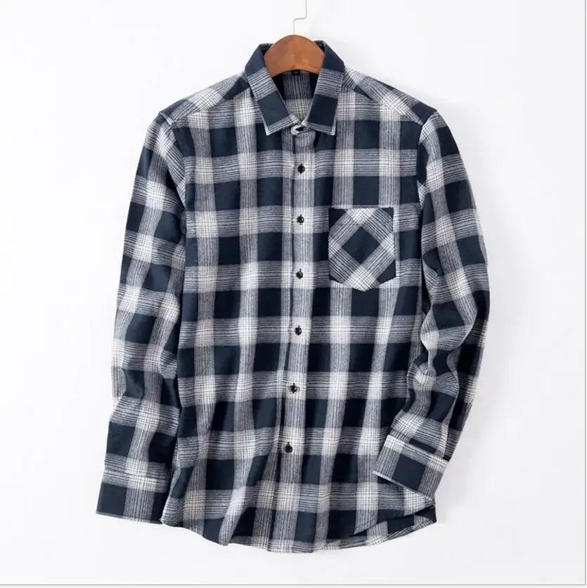 Chemise décontractée en coton à carreaux pour hommes, chemise habillée en glouton, manches longues, coupe couvertes, mode printemps et automne, 2025