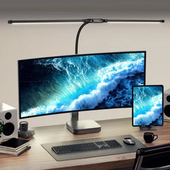 Lampes de bureau LED à double tête, lumière de moniteur d'ordinateur à intensité variable en continu, lampe de table USB pour étude de bureau, luminaire de lecture  lumiere bureau  lampe ecran ordinateur