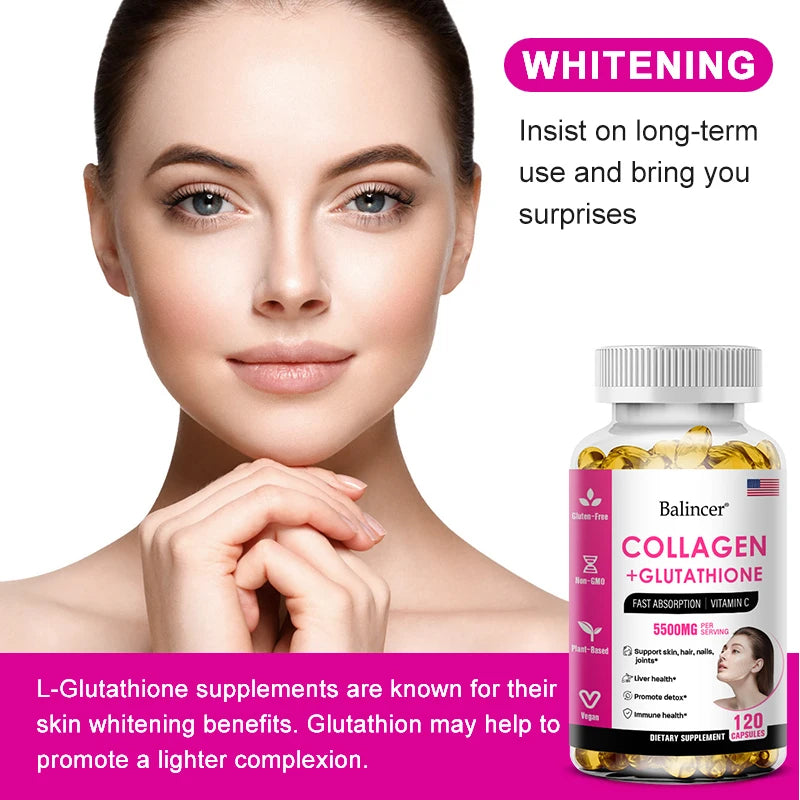 Supplément de collagène au glutathion - Maintaine la vitalité jeune - Soutenir la santé de la peau, supplément antioxydant, non OGM