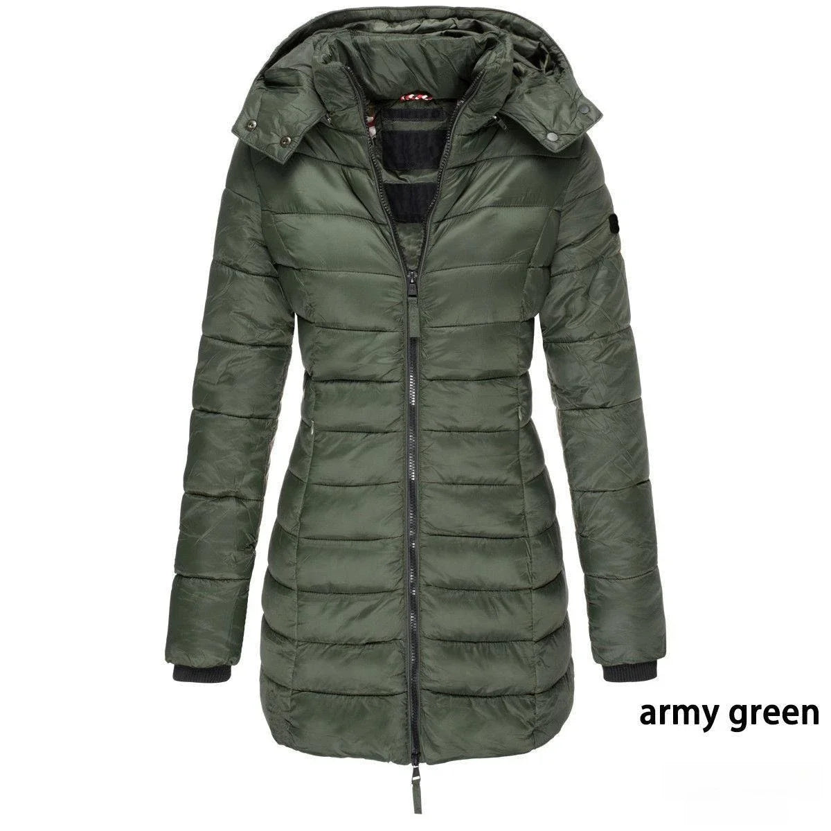 Veste d'hiver en coton pour femme, couleur unie, coupe ajustée, chaude, solide, à capuche, vêtements pour femmes, nouvelle collection