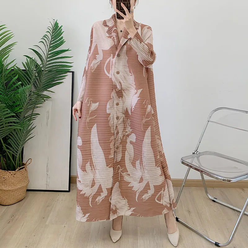 Robe imprimée à col en v pour maman, nouvelle mode d'âge moyen et âgée, manches sept-quarts, jupe plissée verte X, printemps 2025