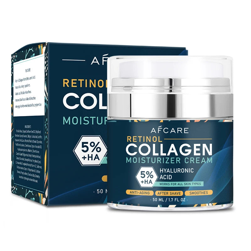 Crème hydratante au collagène au rétinol, 50ML, Anti-âge, pour le visage, dissolvant de rides, acide hyaluronique, éclaircissante, lissante, soins pour la peau
