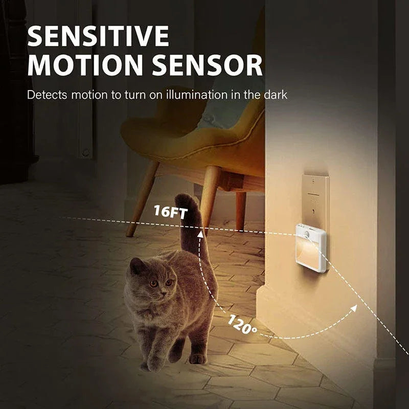 Lampe de chevet LED pour enfants, veilleuse avec prise US/EU, capteur de mouvement intelligent, applique murale pour la maison, adaptée au couloir