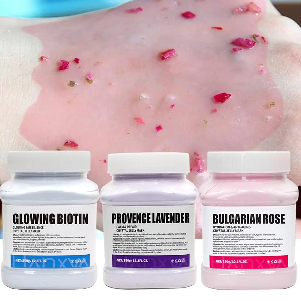 Masque de gelée de cristal de couleur, poudre hydratante, éclaircissante, traitement du visage pour produit de soins de la peau brillant