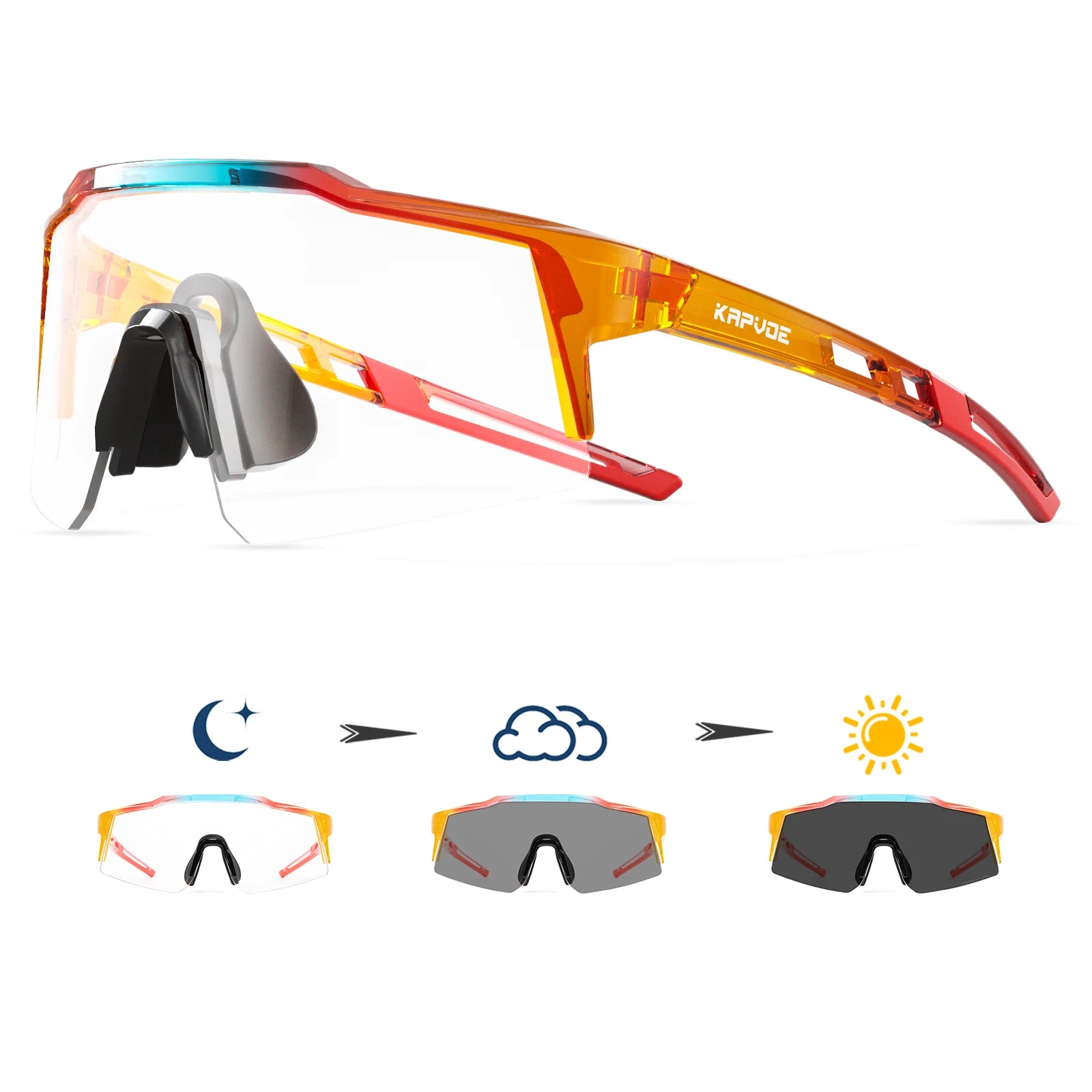 Kapvoe-Lunettes de soleil photochromiques pour enfants, lunettes de vélo de sport, lunettes de vélo d'extérieur pour garçons et filles, lunettes pour adolescents, UV400