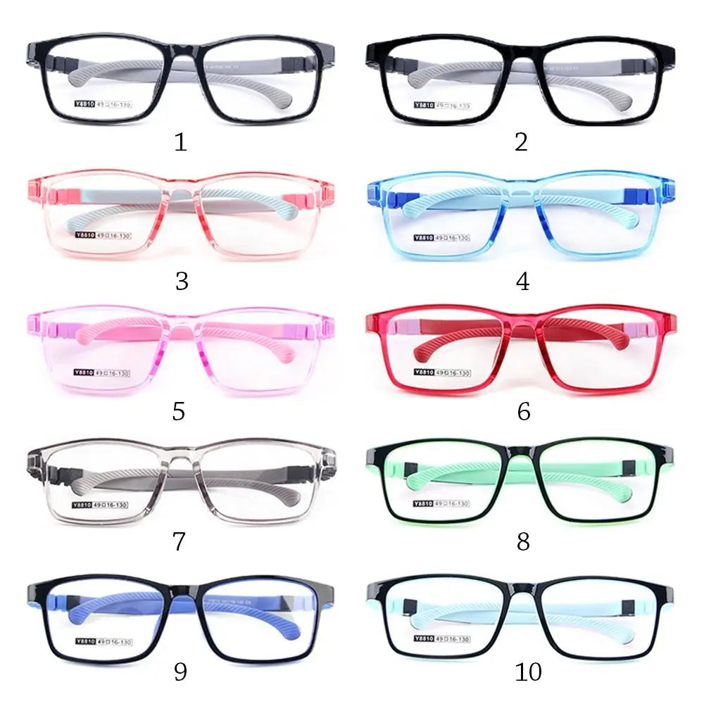 Children's blue light blocking glasses, silicone, for boys and girls, for computer use, ultra-lightweight, square, transparent