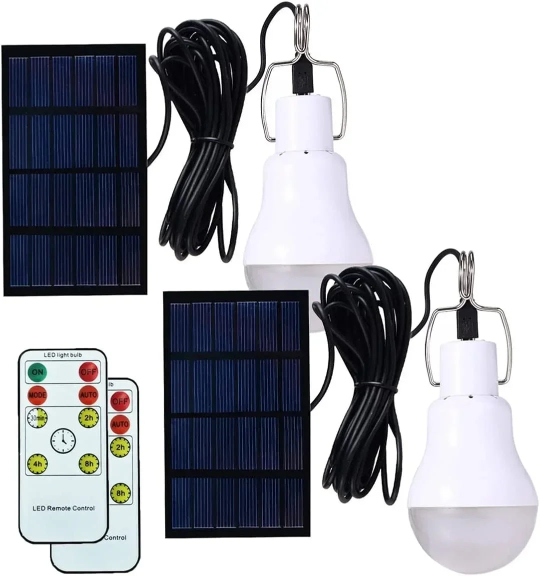 LED solar lamp, waterproof outdoor bulb, portable solar garden hanging hiking fishing emergency lights