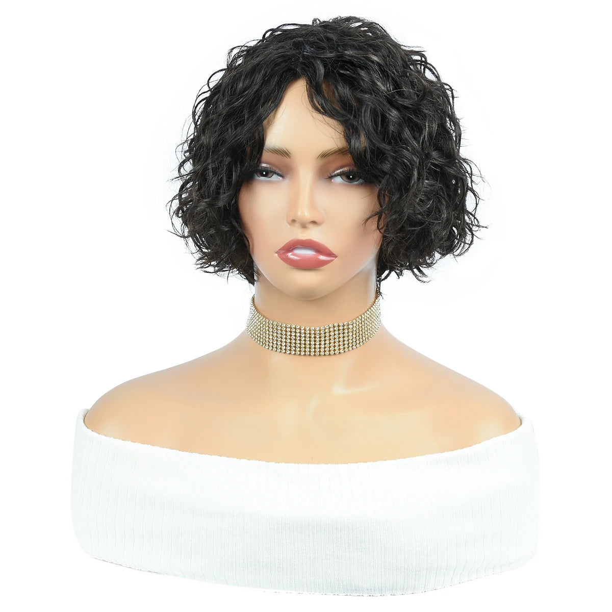 HairUGo-Perruques de cheveux humains bouclés pour femmes, entièrement fabriquées à la machine, document naturel, coupe lutin
