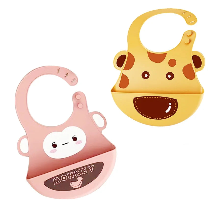 Bavoir tridimensionnel bébé éléphant girafe singe bavoir en silicone imperméable