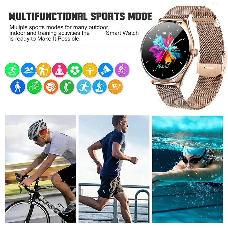 Montre connectée Utral mince pour femmes, écran AMOLED HD de 1.43 pouces, appel Bluetooth, traceur multi-sport, lecteur de musique, chargement USB, nouveauté 2025