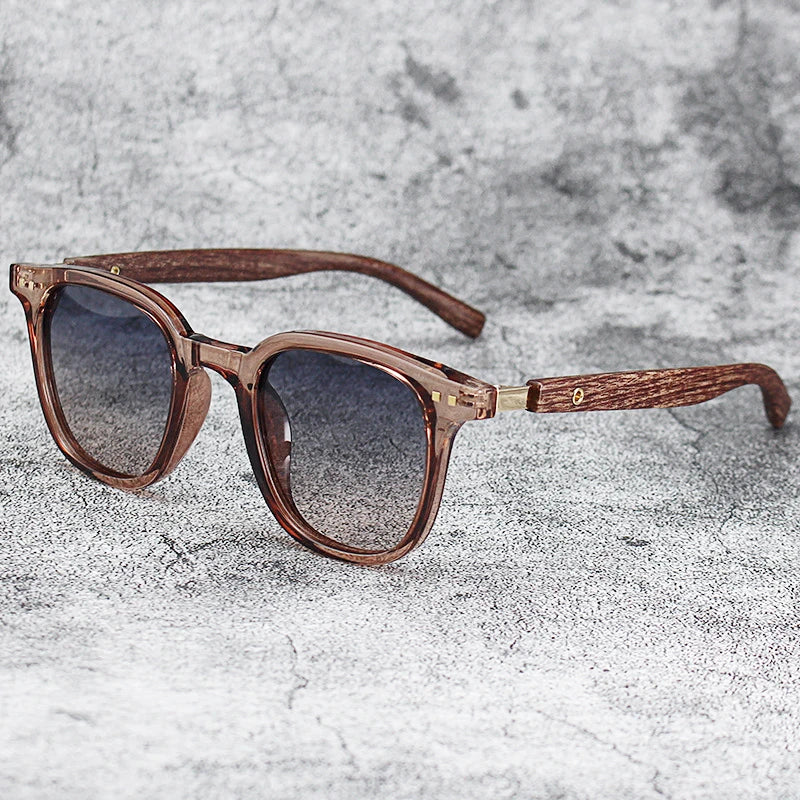 Nouveaux hommes Vintage cadre en bois lunettes de soleil marque classique carré lunettes de soleil revêtement lentille conduite lunettes pour femmes mâle
