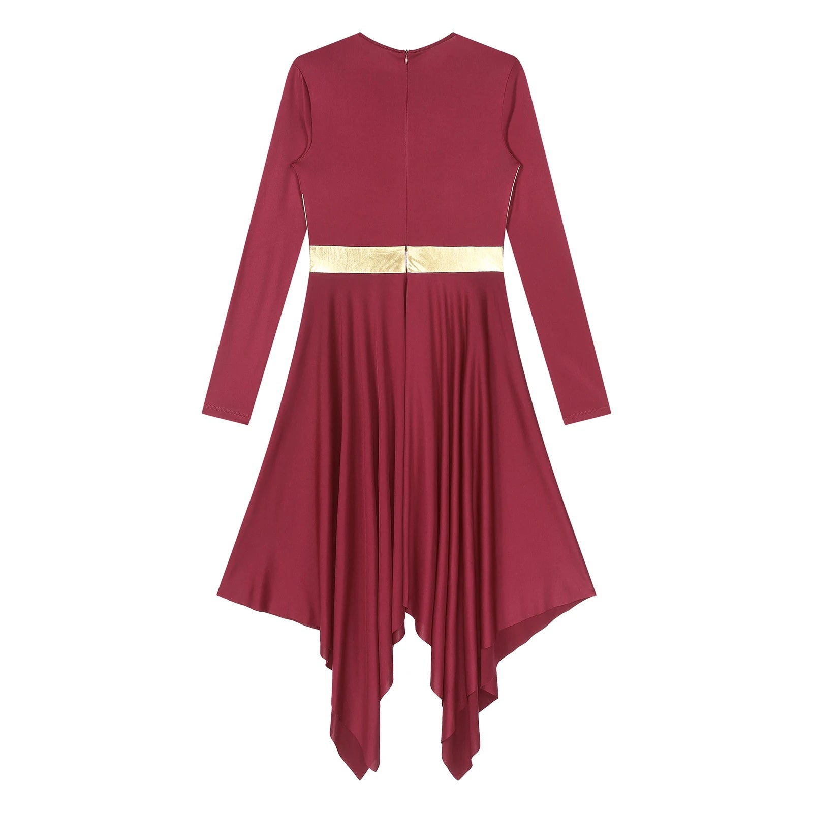 Robe de danse lyrique à manches longues pour femmes, robe à ourlet irrégulier, costume de spectacle liturgique, vêtements de danse modernes, culte de la chorale d'église