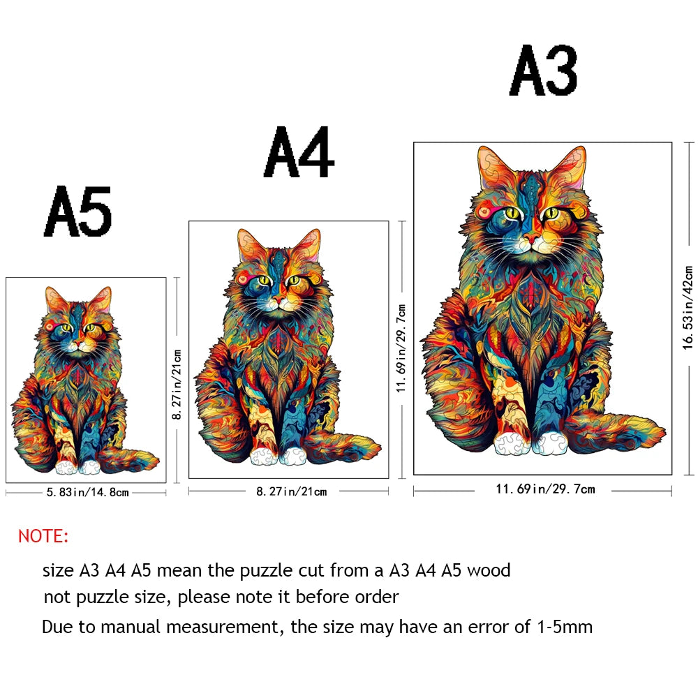 Puzzle en bois en forme d'animal irrégulier pour chat, jouet de haute difficulté, anniversaire, Noël, document proxy