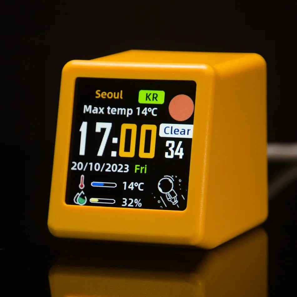 Petit réveil portable intelligent WiFi, station météo, affichage de la température et de l'humidité, horloge, décoration de bureau