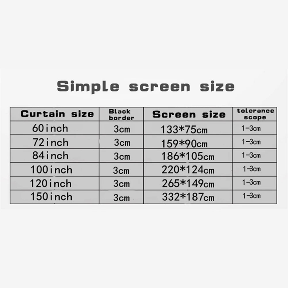 Écran de projection portable simple, grille de rideau, écran HD, cinéma à domicile, bureau, film extérieur, 60 ", 72", 84 ", 100", 120/150"