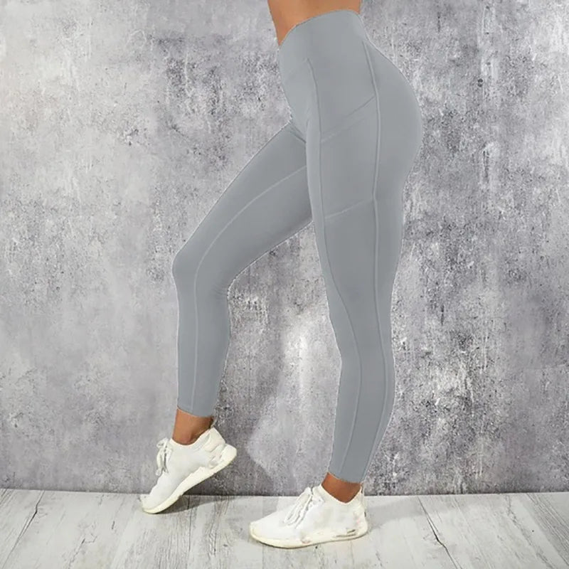 Yoga Fitness femmes Leggings taille haute collants avec poche gymnastique entraînement course extensible Sexy bout à bout levage décontracté pantalon maigre