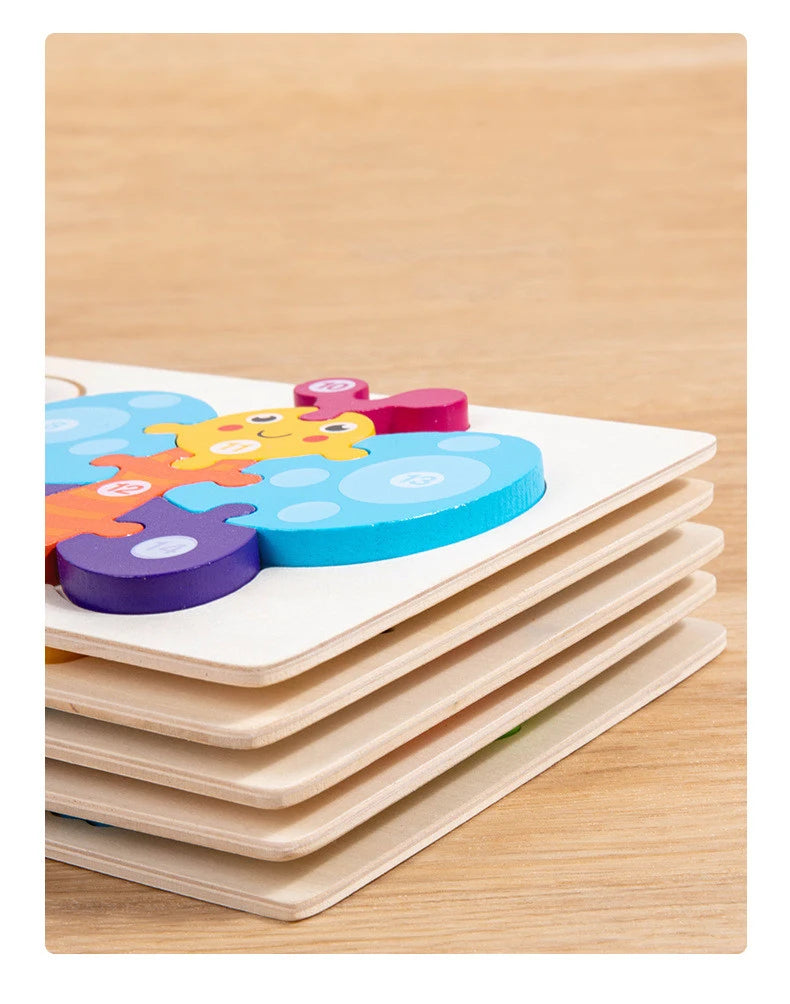 Jouet bébé en bois Puzzle 3D jouets cycle de vie puzzle dessin animé Puzzle pour enfants bébé éducation précoce Intelligence pour les enfants