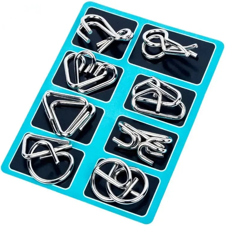 8 Pcs Baguenaudier Série Métal Jouets Éducatifs Intelligence Boucle Ensembles Déverrouiller Décompression Enfants Jouets