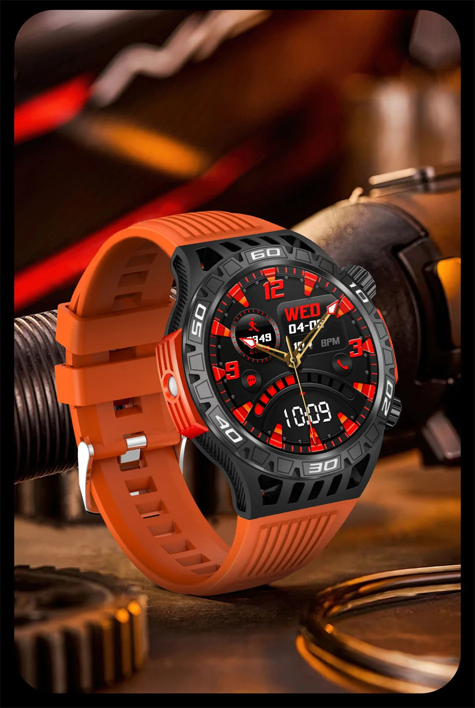 Montre intelligente étanche avec éclairage LED pour homme, boussole, tracker de fitness sportif, IP68, Bluetooth, conversation, Android, iOS