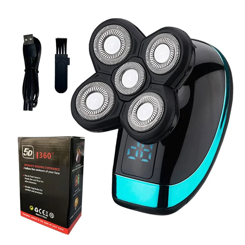 Rasoir électrique 5 en 1 pour hommes, Machine à raser Rechargeable, pour barbe, humide et sec, double usage, étanche, charge rapide