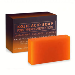 100g de savon à l'acide kojique avec vitamine C, curcuma, rétinol, beurre de karité, vitamine E, acide kojique pour nettoyer et nourrir les peaux