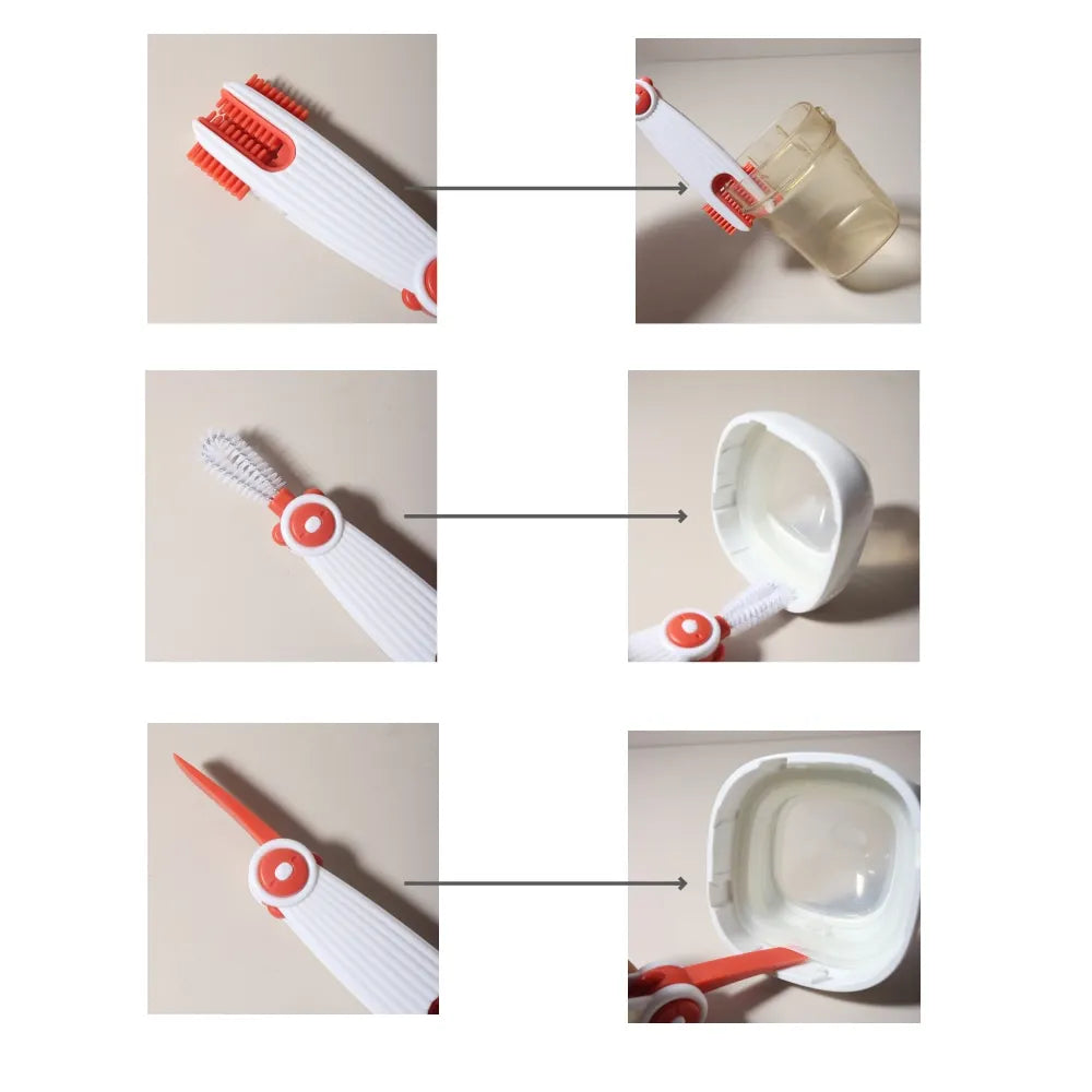 Ensemble de nettoyage de biberons 4 en un, brosse à sucette portable en Silicone, brosse en paille, rinçage de biberon rotatif à 360 degrés