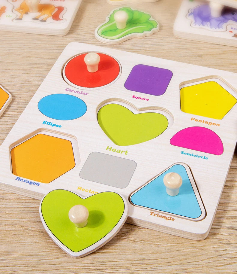 Jouets Montessori pour bébé, Puzzle 3d en bois, dessin animé, Intelligence animale, jouets éducatifs d'apprentissage précoce pour enfants