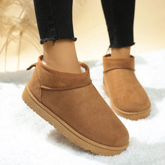 Mode nouveau daim semelle épaisse grande taille bottes de neige hiver tête ronde Sexy confortable chaud décontracté bottes de marche pour les femmes