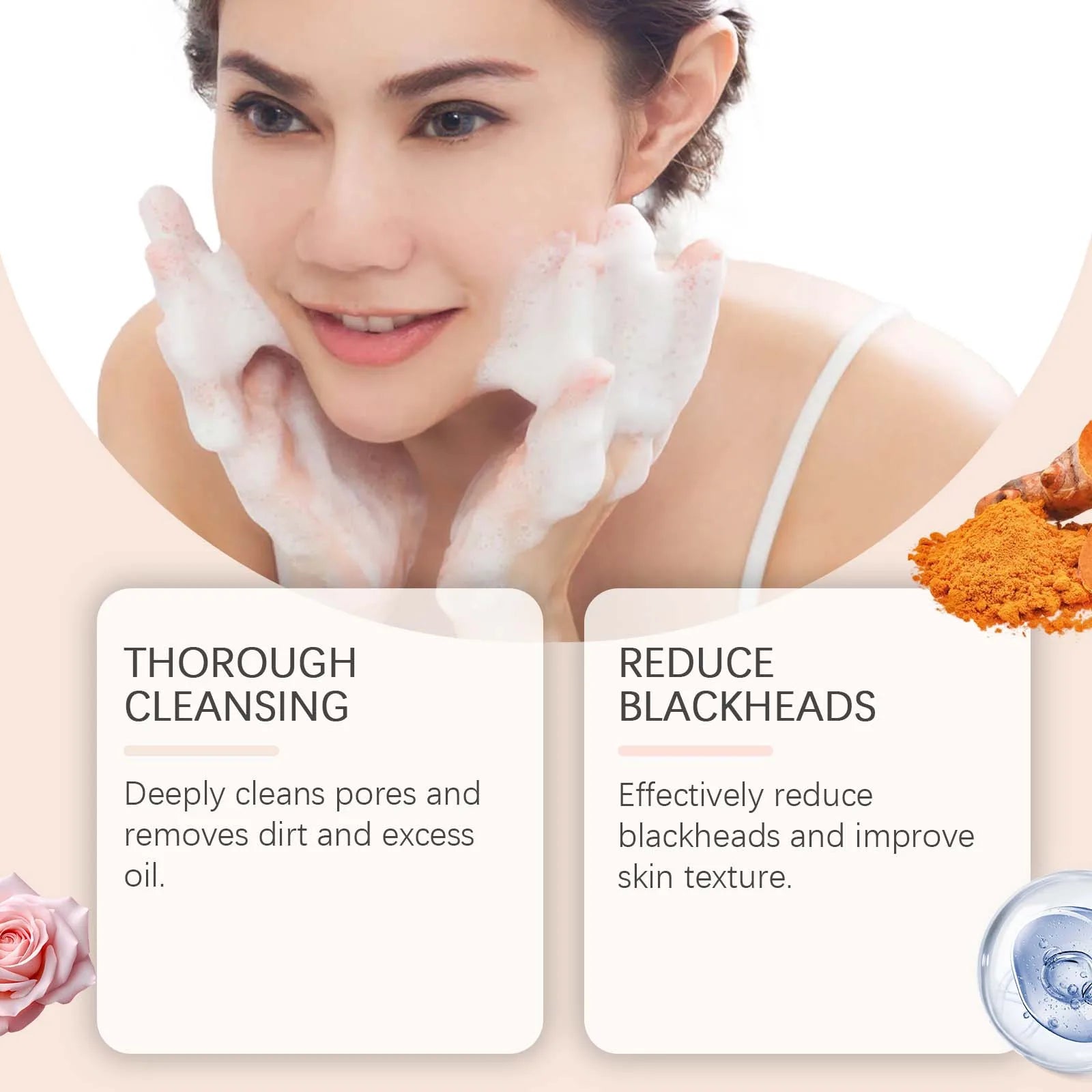 Jaysuing nettoyant au curcuma nettoyage en profondeur éclaircit la peau hydratant Anti-rides nourrissant en profondeur doux hydratant soins de la peau