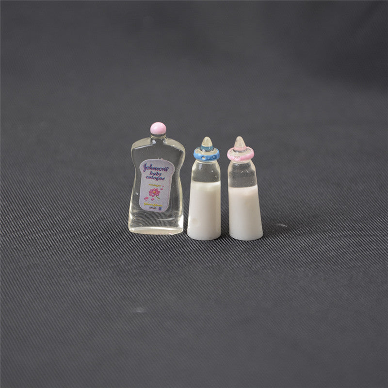 1:12 scale dollhouse, miniature baby bottles, bib and shampoo set, nursery accessory, gift