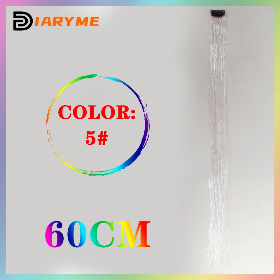 Colorful curly synthetic hair extensions for girls, long clip-in hairpiece, multicolored party strands, wig piece, for women and children