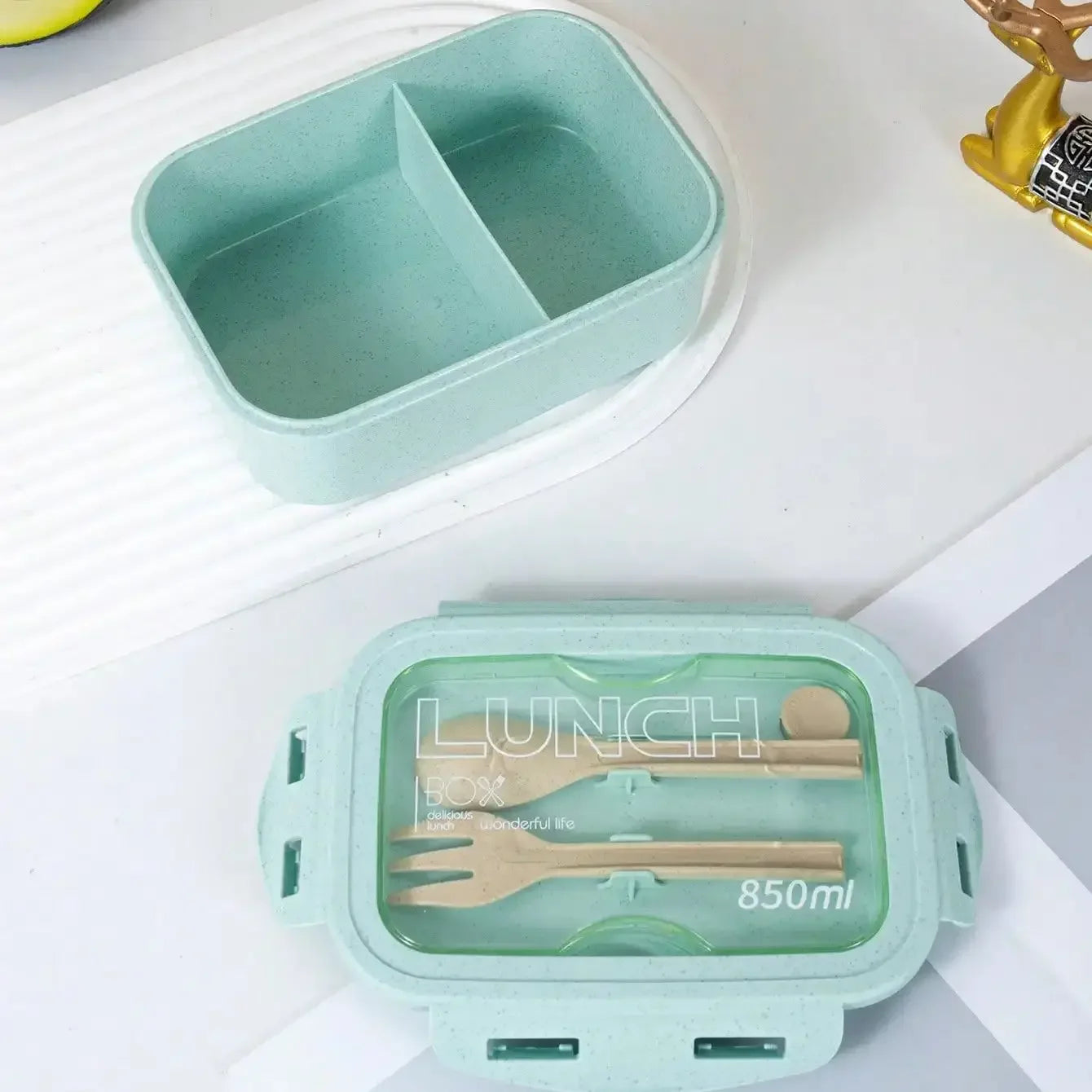 Boîte à déjeuner 1 pièce, boîte à déjeuner, forme carrée de couleur unie pour la journée des employés de bureau, scellée avec une vaisselle, boîte à repas pour four à micro-ondes