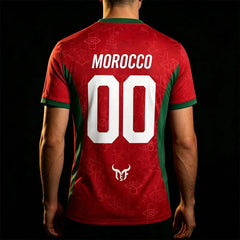 Maillot de football unisexe à séchage rapide et respirant pour homme, imprimé drapeau du Maroc 2026, personnalisable avec nom et numéro