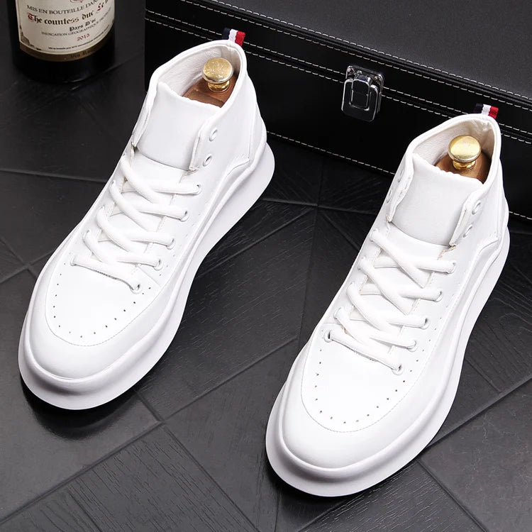 Marque designer hommes bottes rouge blanc chaussures en cuir de vache beaux appartements chaussure plate-forme botte cheville botas masculinas chaussures homme