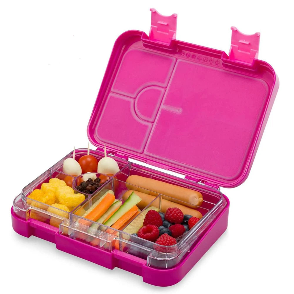 Boîte à lunch Bento pour enfants avec 4/6 compartiments, récipient alimentaire sans BPA, passe au micro-ondes et au lave-vaisselle pour les repas, l'école