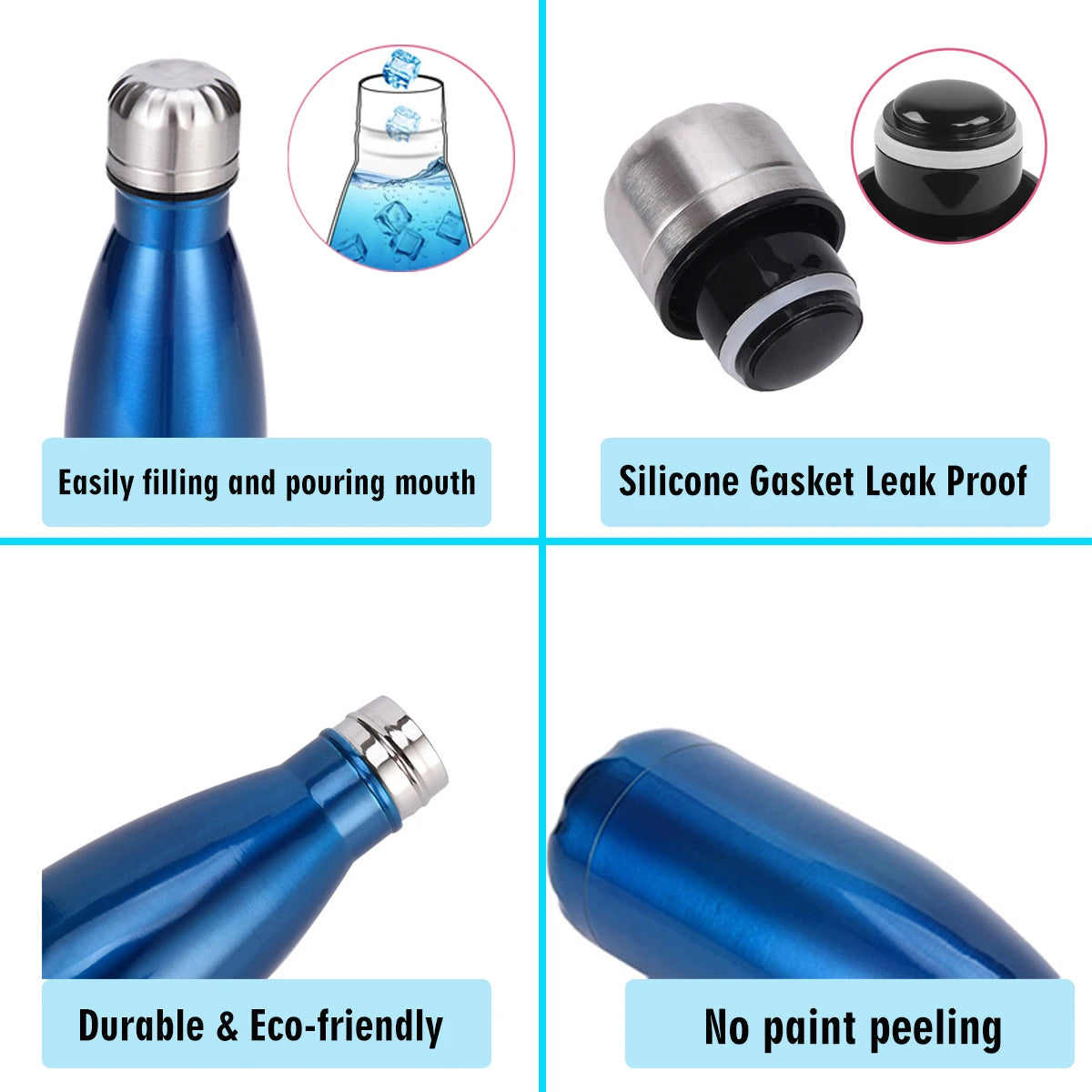 Bouteille d'eau isolée personnalisée en acier inoxydable avec nom et texte, isolation thermique, pour Noël ou toutes occasions