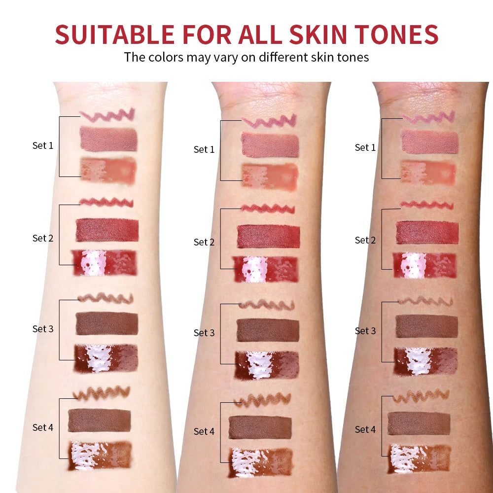 Ensemble de crayons à lèvres et rouge à lèvres, 3 pièces/ensemble, imperméable, longue durée, maquillage mat, Mini ensemble de voyage, cosmétiques pour femmes