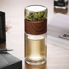 Bouteille d'eau en verre double de haute qualité avec étui, bouteille de clics de thé, infuseur, gobelet, verres, bouteille d'eau écologique