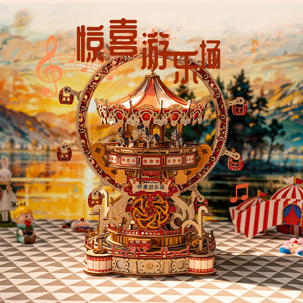 Nouveau bricolage 3D Puzzle en bois aire de jeux modèle Miniature Kits assemblage Puzzles peuvent tourner pour les amis cadeaux d'anniversaire