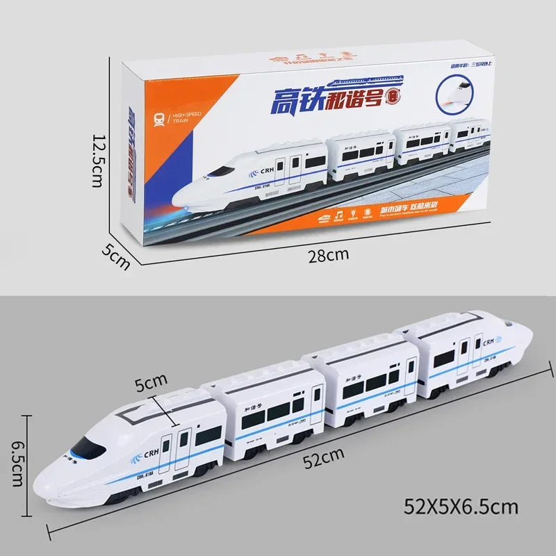 Train ferroviaire à grande vitesse pour enfants, jouet de voiture électrique, modèle de lumière sonore, jouets éducatifs pour garçons et filles, cadeau
