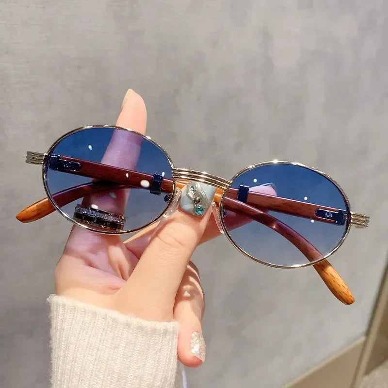 Lunettes de soleil ovales vintage en bois pour hommes et femmes, lunettes de soleil de créateurs, nuances de luxe, UV400, mode