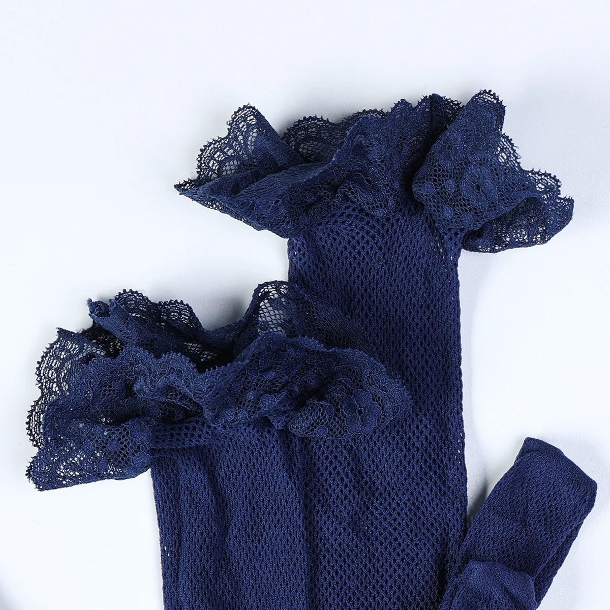 Ensemble jupe bouffante révélatrice d'épaule à pois pour femmes, haut en dentelle Sexy, tongs, sous-vêtements, costumes en maille, Perspective, ensembles exotiques