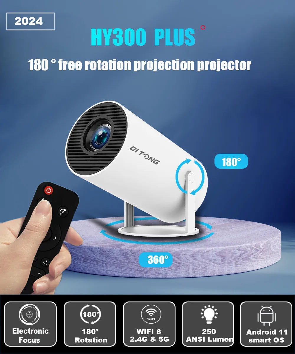 2025new DITONG HY300 pro nouveau projecteur HD 4K portable Android LED vidéo Home cinéma cinéma mini projecteur film HY300plus