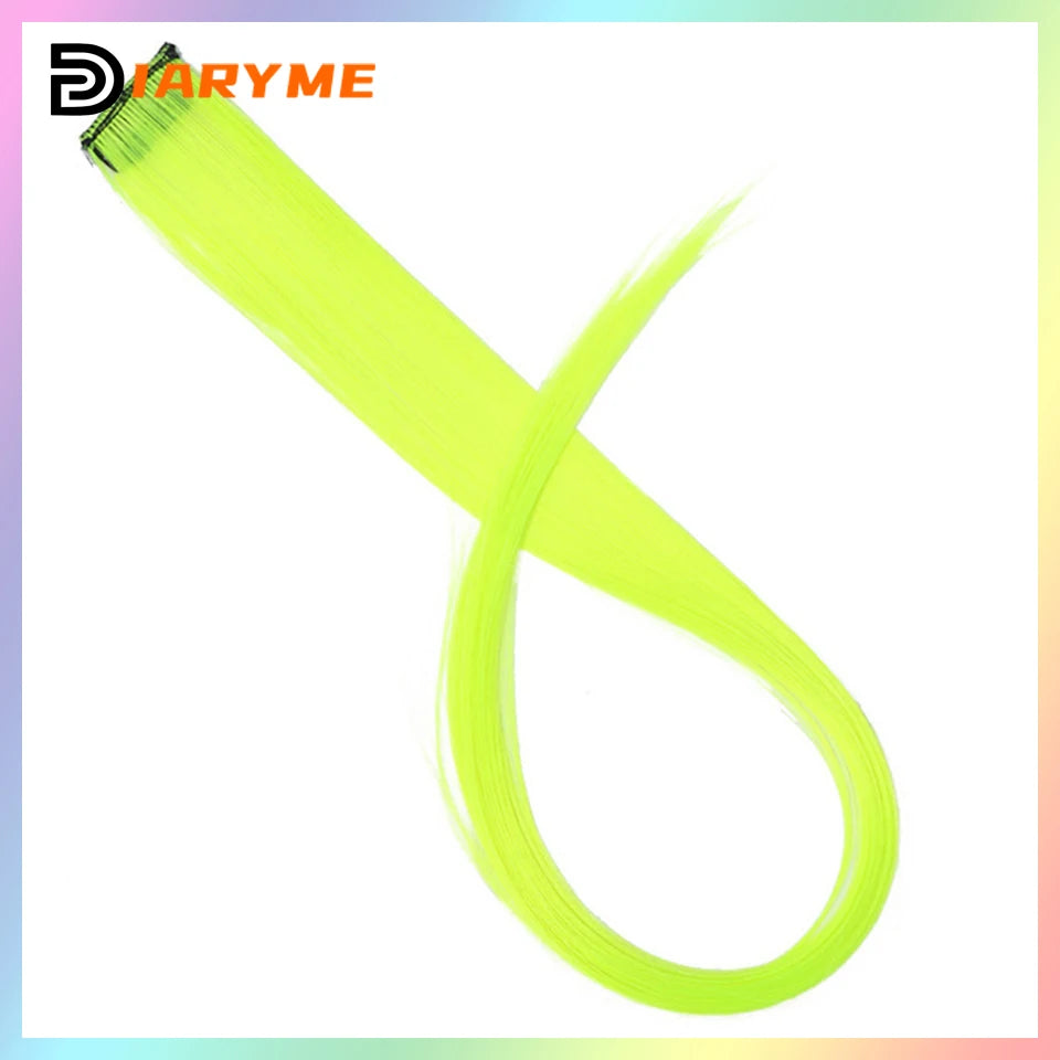 Colorful curly synthetic hair extensions for girls, long clip-in hairpiece, multicolored party strands, wig piece, for women and children