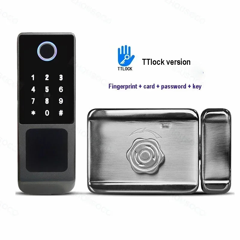 Serrure de porte intelligente électronique sans clé, serrure à empreintes digitales, étanche, Tuya, télécommande WiFi, Bluetooth, carte d'application TTLock, code numérique