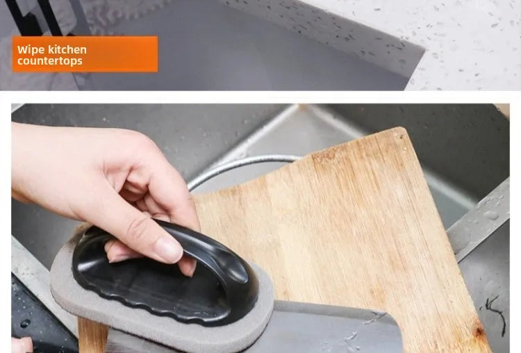 Brosse éponge émeri magique avec poignée, lingette réutilisable, nettoyeur de Pot de cuisine, BBQ, outils de nettoyage à forte décontamination