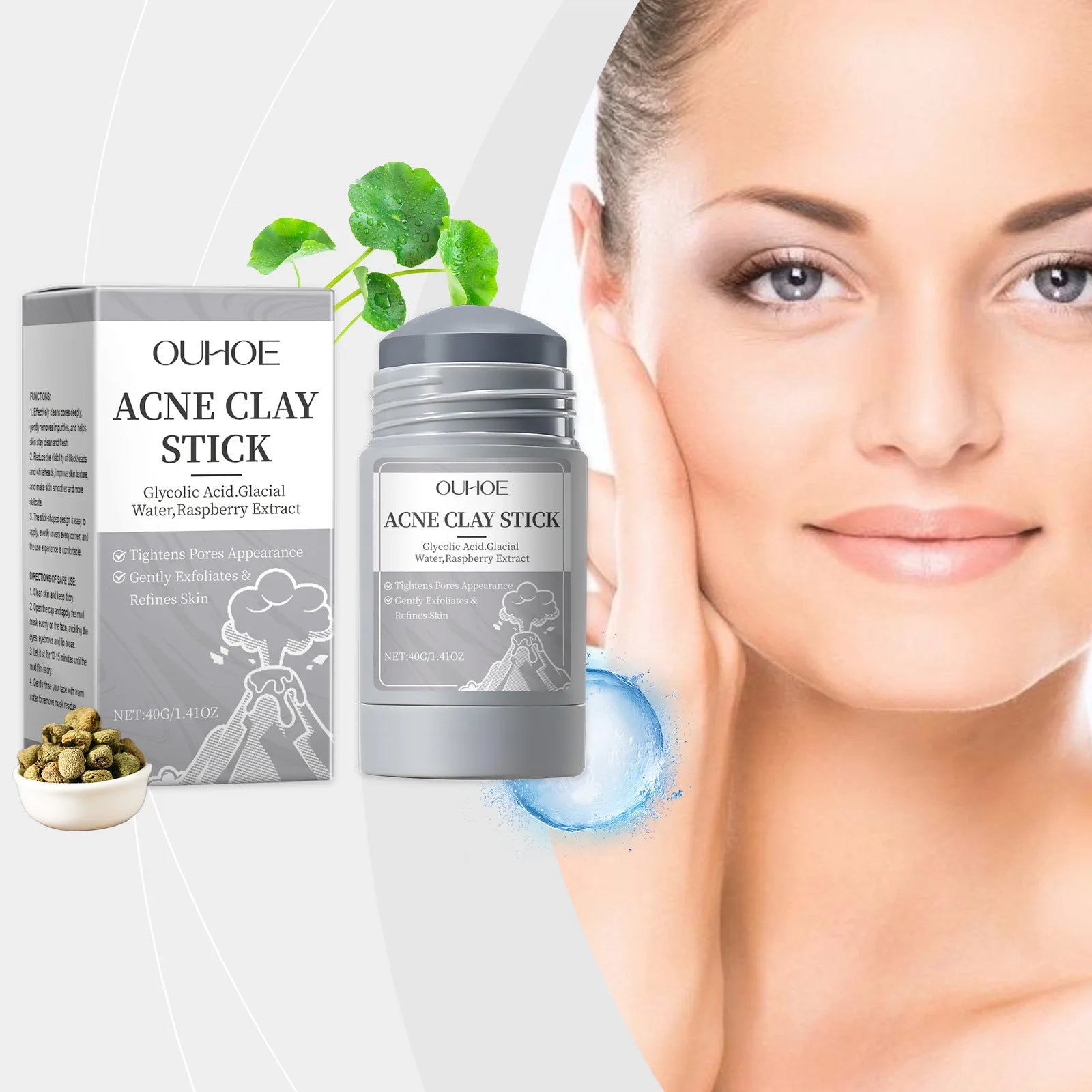 Masque de nettoyage des pores en argile, crème hydratante, exfoliante, contrôle de l'huile, points noirs, boutons, traitement de l'acné