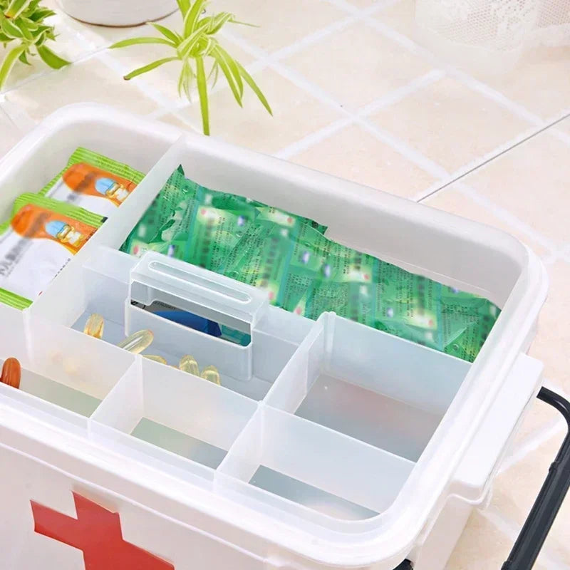 Trousse de premiers secours, boîte de rangement de médicaments, boîte d'urgence Portable, boîtes à médicaments domestiques à Double couche, Kit médical, organisateur de rangement