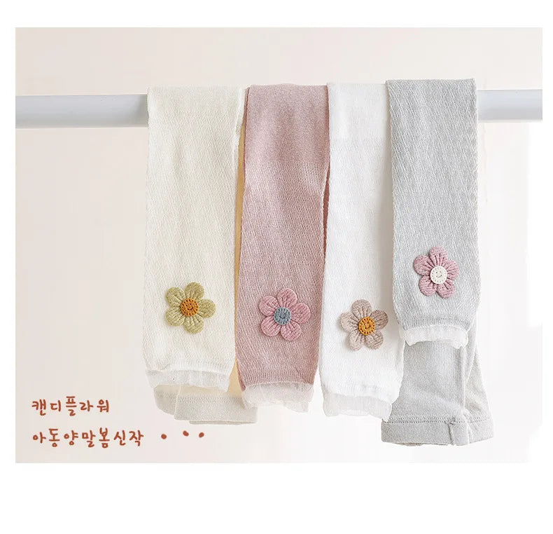 Leggings pour filles, pantalons ajourés pour enfants, vêtements d'été pour enfants, pantalons crayon à fleurs, Style coréen